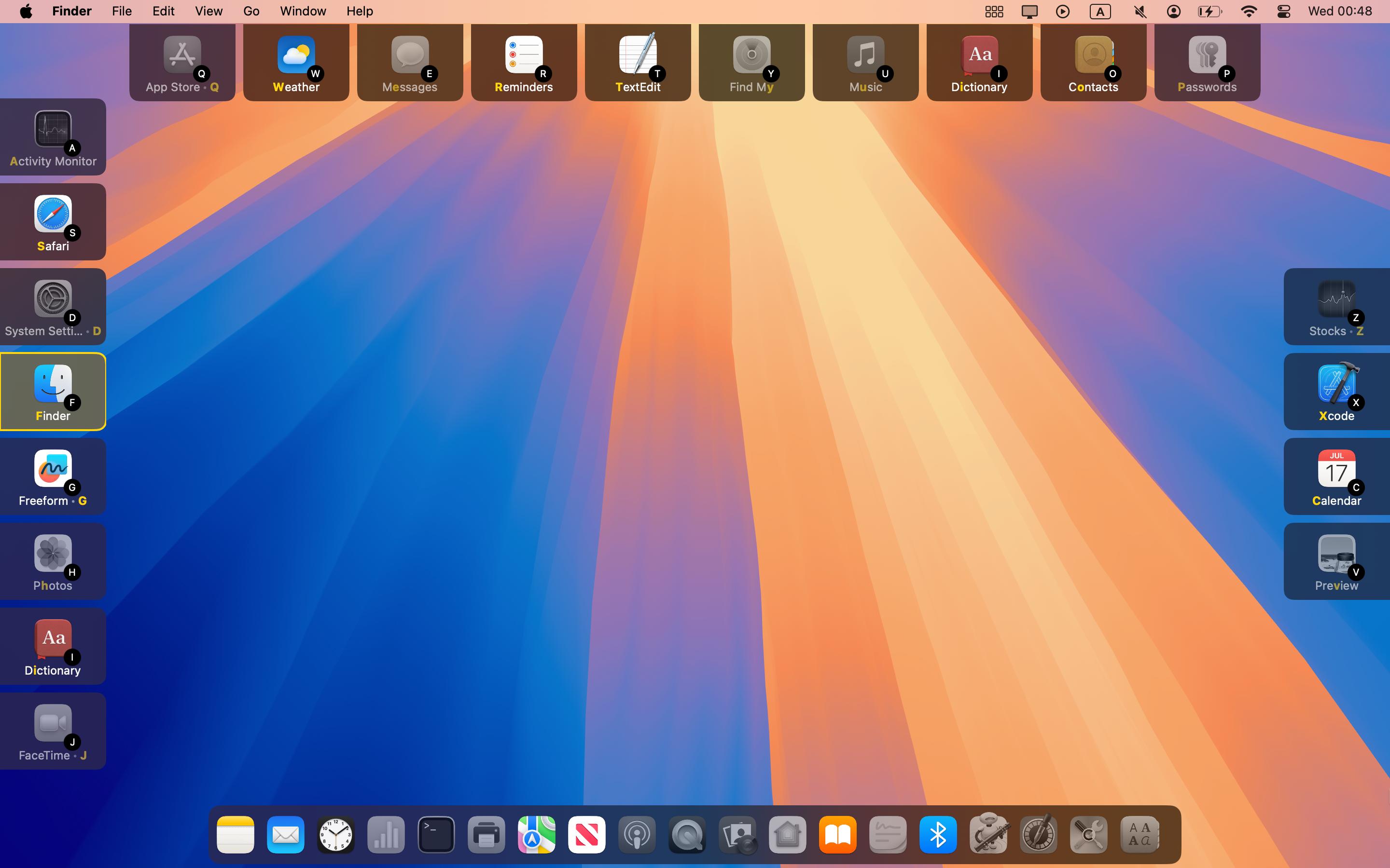 Spatial Dock edge layout shown around the screen edges