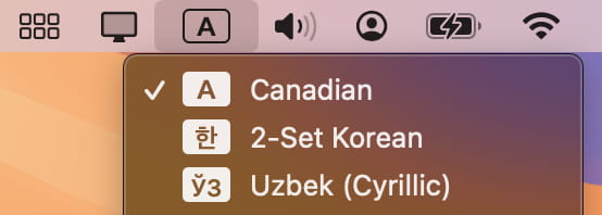 macOS input sources menu